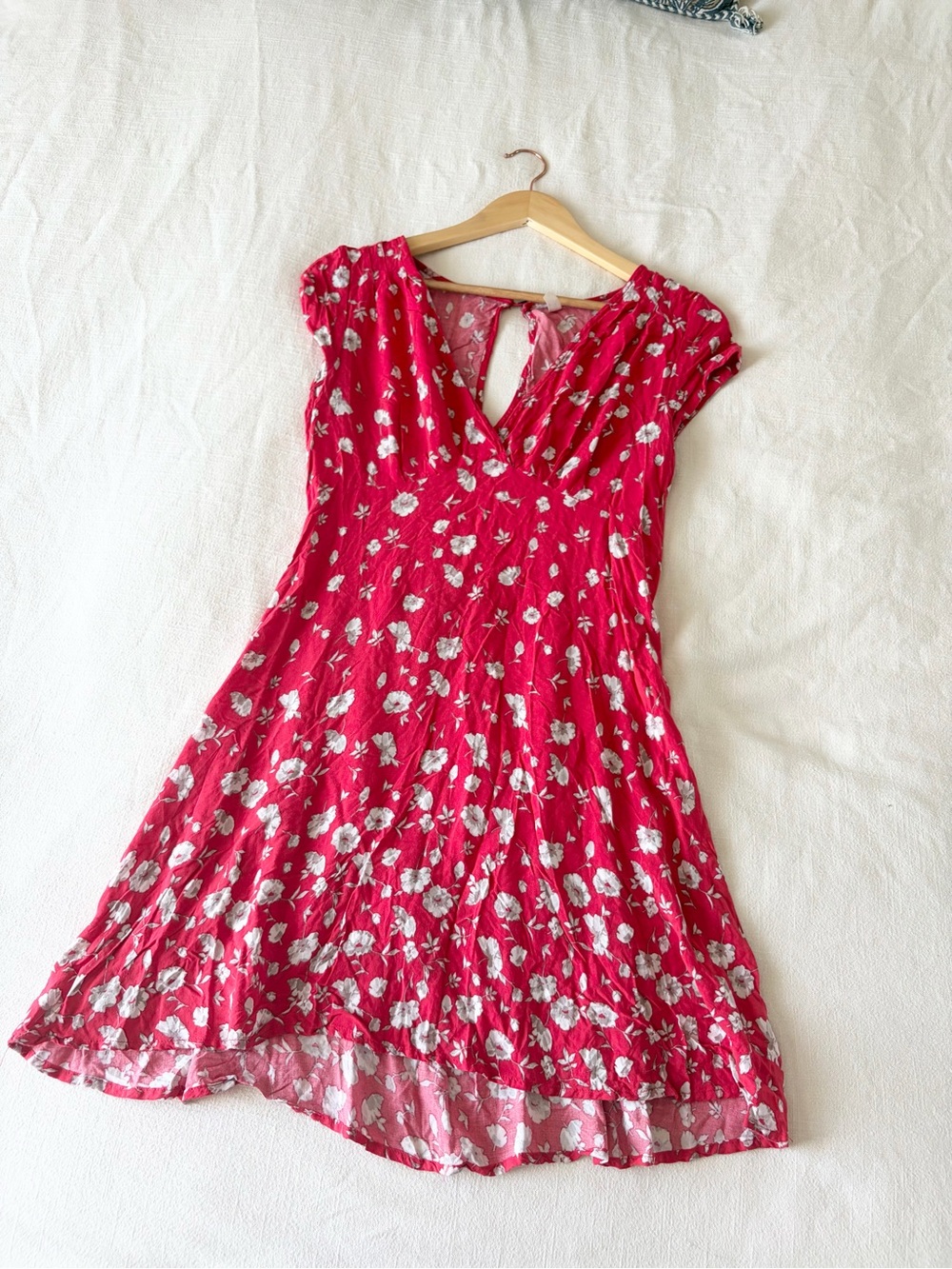 Free People | Red Floral Dress with Cap Sleeves